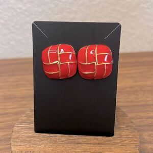 Vintage Allison Reed Square Shaped Pierced Earrings